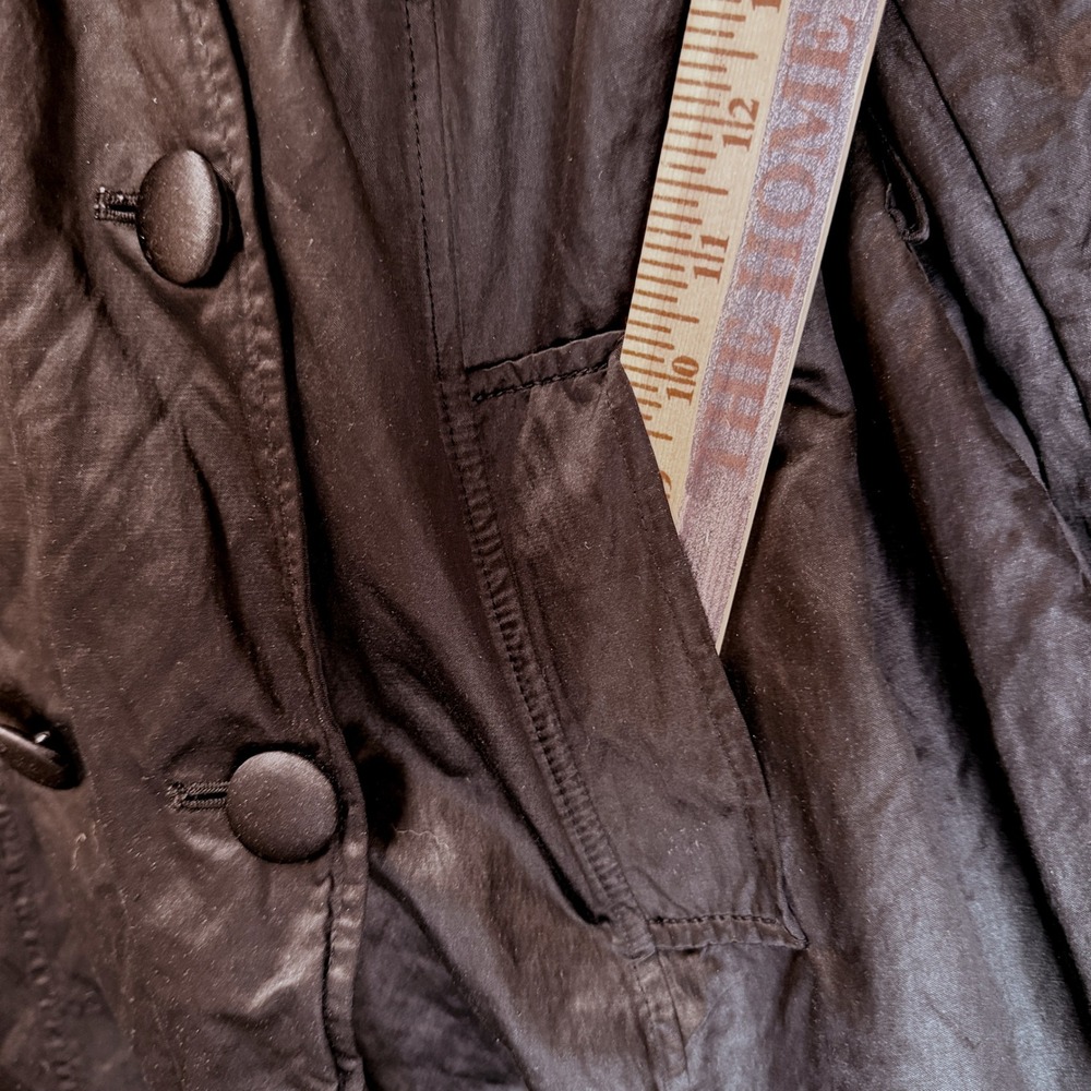 INC International Concepts Womens XL Black Ruched Sleeve Trench Coat Jacket - Picture 14 of 16